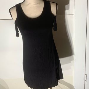 Plain black dress slits in shoulders